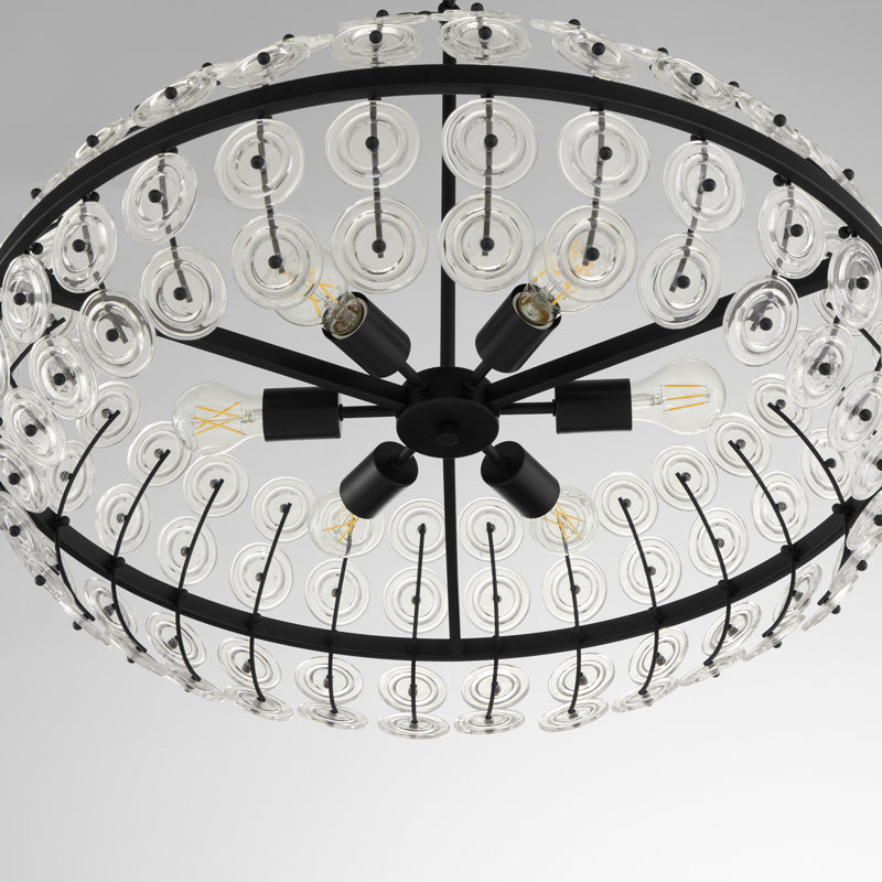 Selena 6 - Light Steel Dimmable Round / Oval Chandelier, Matte Black