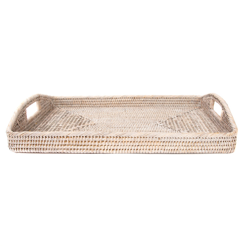 Repose-pieds rectangulaire Ilonka Grayton, H 2 po x l 21 po x P 14 po, Pas de paquet, Blanc délavé