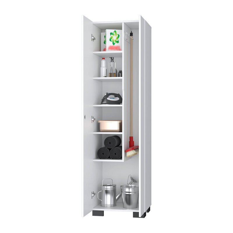 Armoire à balais avec tablettes de rangement