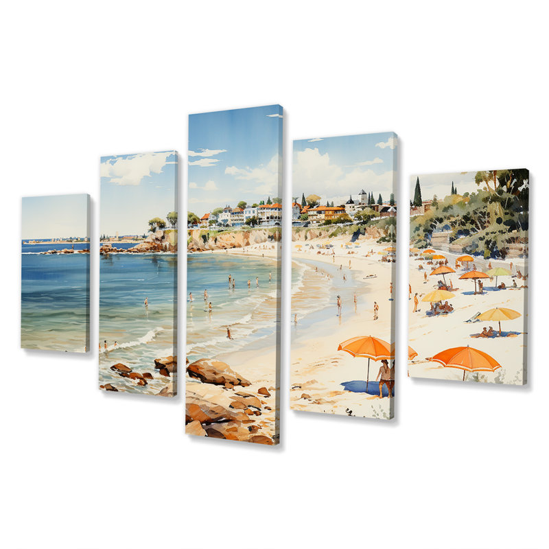 «Vintage Beach Day Tranquitt III - Coastal Beach Sand», ensemble d'art mural