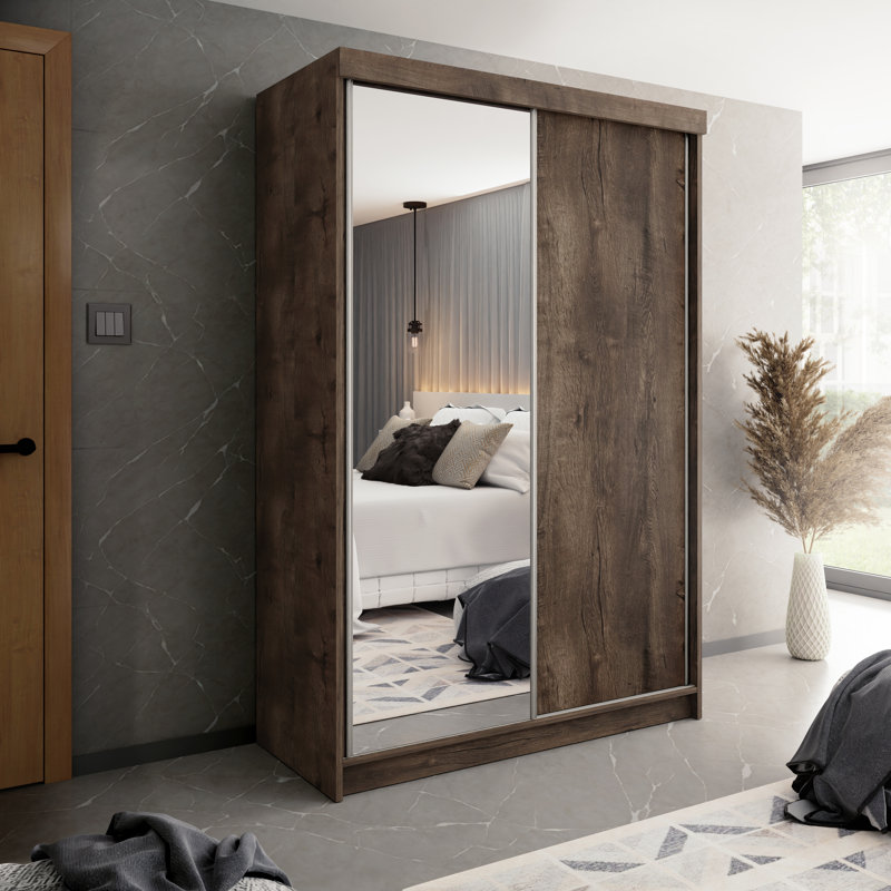 Modern 2 Door Sliding Wardrobe, Walnut