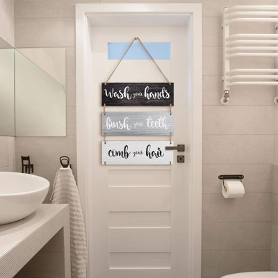 Panneau mural en bois Family Bath Rules - style maison de campagne