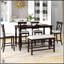 Ensemble de salle à manger 6 pièces à hauteur de comptoir avec table, tablette, 4 chaises et banc pour une élégance et une fonctionnalité modernes-1460633561-1460633560-1460633562