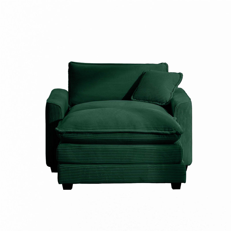 Fauteuil d'appoint simple en velours côtelé, Vert