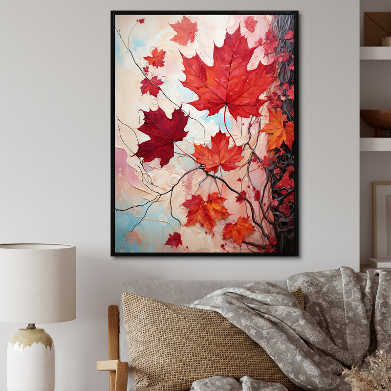 " Maples Memory Crimson ", 40" H x 30" W x 1.5" D, Black Floater Frame