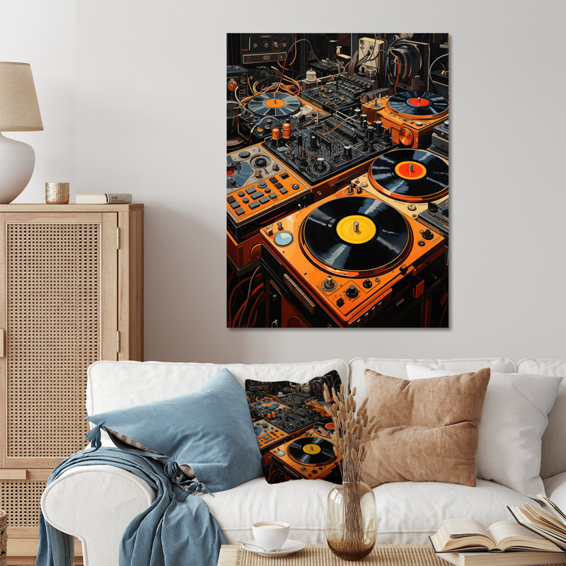 Décoration murale en métal jaune Boom Boxes II - musique, H 20 po x l 12 po x P 1 po