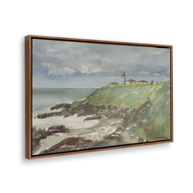 «Point Judith RI» par Stephen Calcasola, reproduction d'art sur toile, H 12 po x l 16 po, Brun