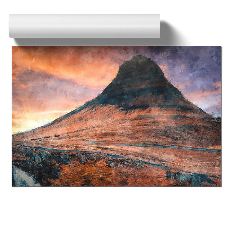 Kirkjufell Mountain in Iceland Painting - Frameless Print, 21cm H x 30cm W x 0.1cm D
