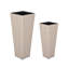 Beige Pe Flower Pots 2 Outdoor Use To Spruce Up Patio With Drainage And No Assembly Required