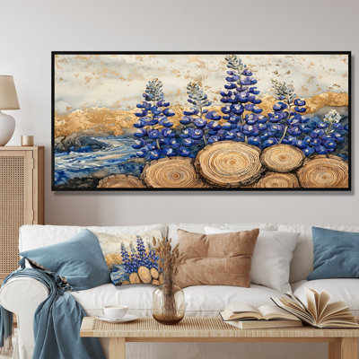 «Jabien Blue Bonnets Flowers On A Wood Slide Landscape I - Blue Bonnets», art mural