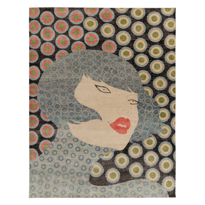 Distressed Homage Hand Knotted Wool Animal Print Area Rug, Rectangle 8' x 10'