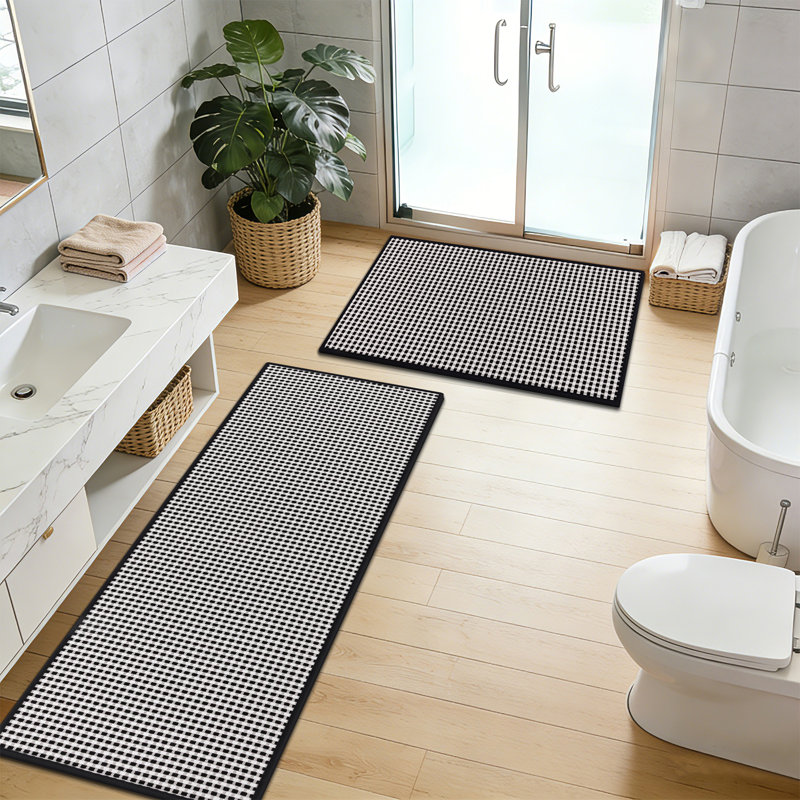 Tapis de cuisine antidérapant et antidérapant (ensemble de 2), Noir / blanc