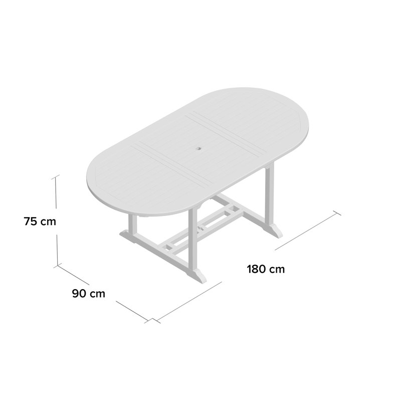 Woehler Oval Teak Extendable Outdoor Dining Table , cm W cm D, 75cm H x 180cm W x 100cm D