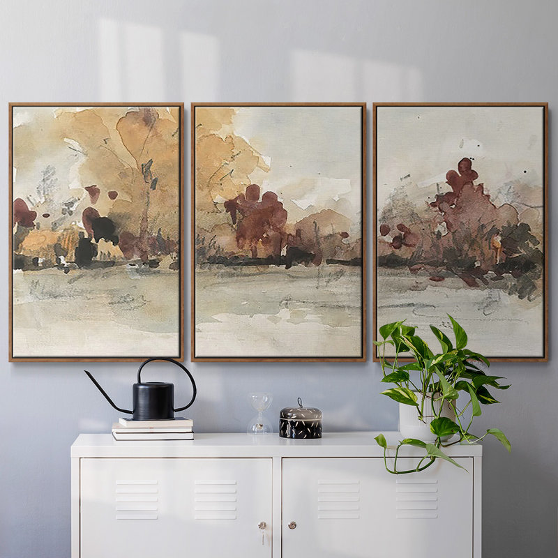 The Autumn View I - Toile encadrée multi-pièces, H 40 po x l 78 po x P 2 po, Noyer