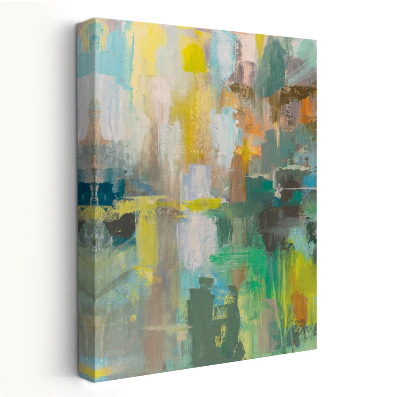 Art abstrait et reflet turquoise II, H 24 po x l 16 po