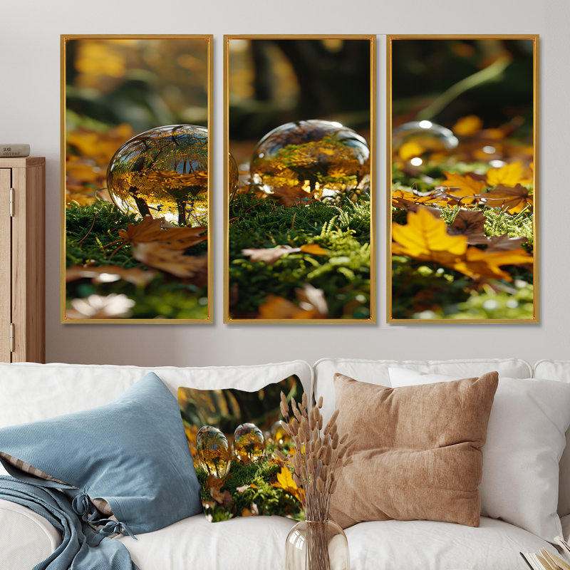 Dimatteo - Ensemble d'art mural paysage abstrait, Cadre flottant doré, H 40 po x l 60 po x P 1 po