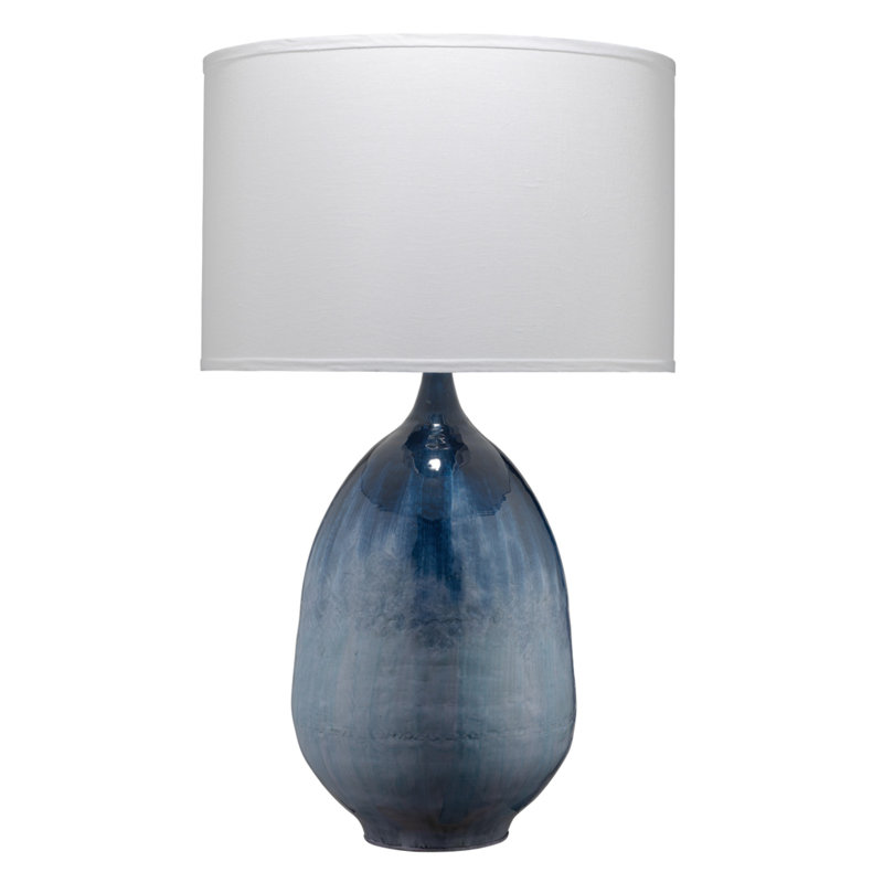 Blue Ombre Iron Table Lamp with Linen Shade