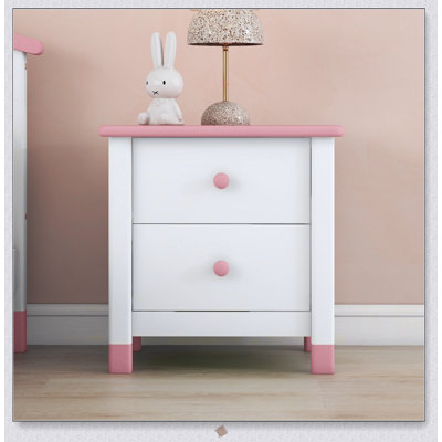 Wooden Nightstand with Two Drawers for Kids, Perfect for Bedroom Organization and Space Efficiency