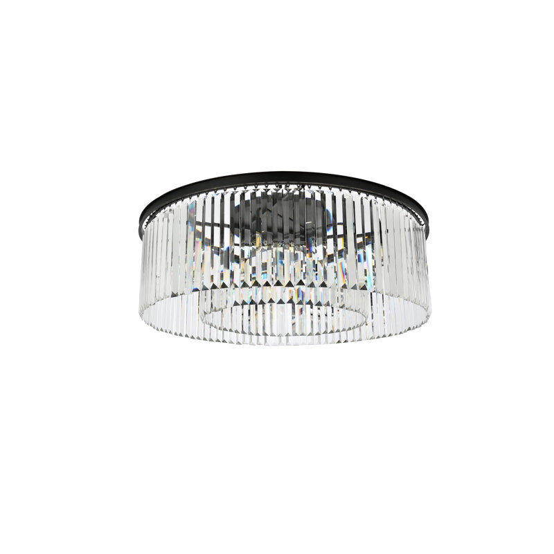 Yazmin Crystal Flush Mount, Clear, Matte Black