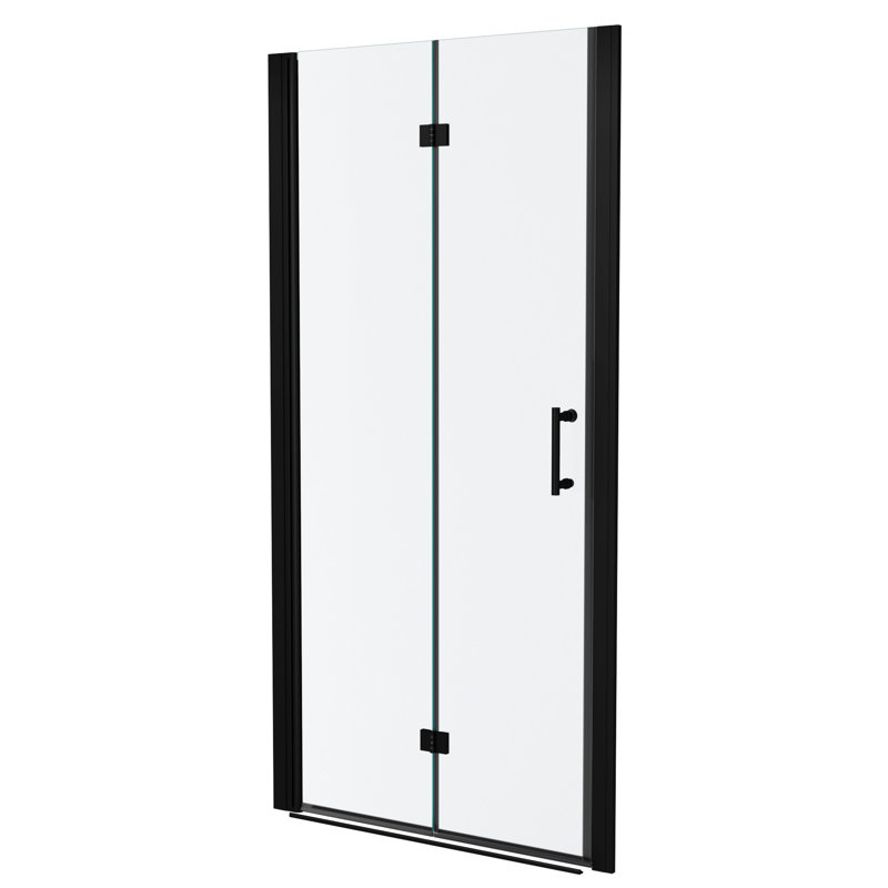30"W X 72"H Fold Frameless Shower Door With Tempered Glass, Matte Black