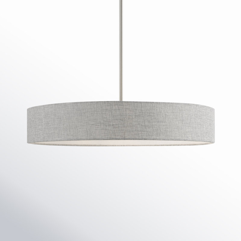 Lustre cylindrique 1 lumière à abat-jour Silke, Nickel brossé / blanc brillant