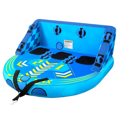 Tube de remorquage gonflable pour 1 à 3 personnes pour la navigation de plaisance, tube de remorquage robuste pour sports nautiques avec corde de remorquage de 4 500 lb et points de remorquage avant / arrière