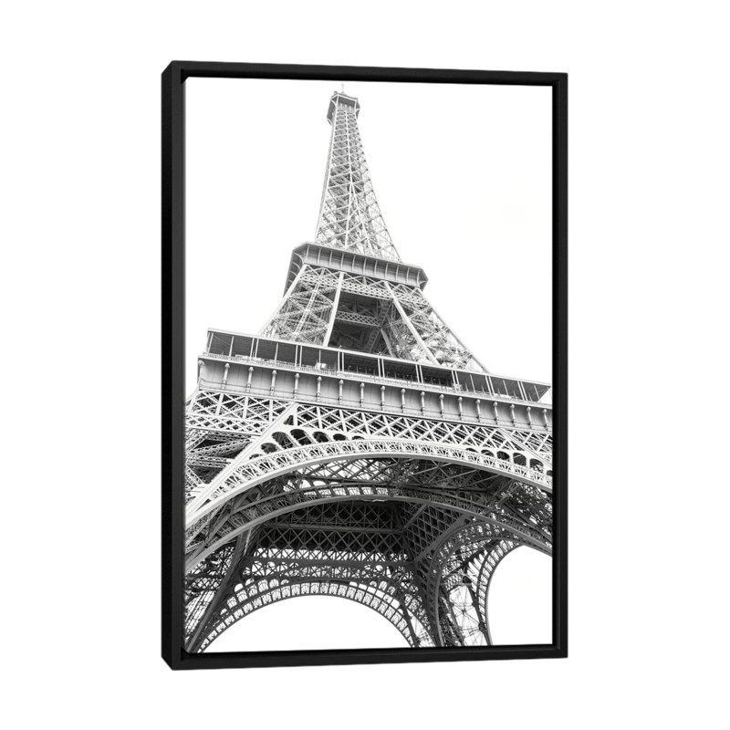 « eiffel up close », reproduction de photo sur toile, H 26 po x l 18 po x P 1,5 po, Toile encadrée noire, Pas de tapis