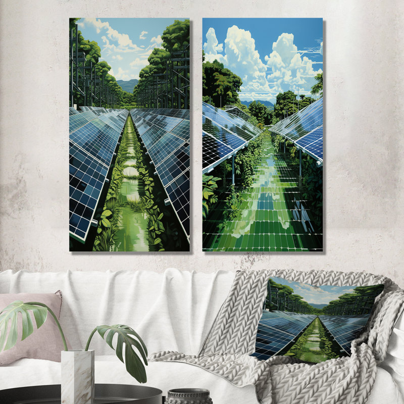 Ensemble de 2 panneaux solaires Green Solution Field I - Panneaux solaires, H 28 po x l 25 po, Toile tendue