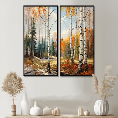 Bouleau saisonnier en bois de bouleau II - art mural multicolore