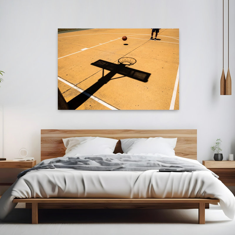«Sunny Court», art abstrait urbain contemporain, H 40 po x l 60 po