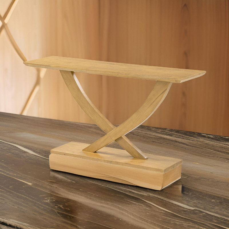 Console en bois massif 57,25 po Lyndel, Brun