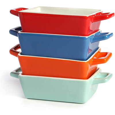 17 Stories Khaulah Rectangle Stoneware 4 Piece Casserole Bakeware Set