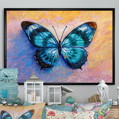 «Abstract Turquoise Butterfly», reproduction sur toile flottante
