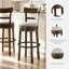 Tabouret de bar pivotant de 30 po de hauteur pub avec dossier rembourré, garniture cloutée, structure en métal et bois, brun