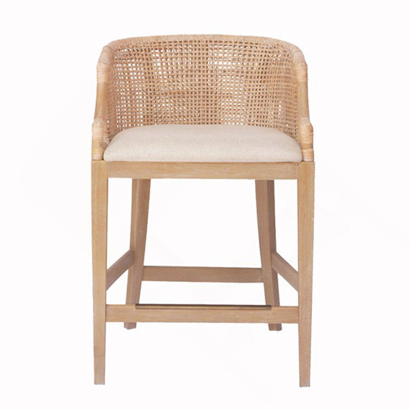 Tabouret de comptoir fabriqué à la main en rotin H 25 po