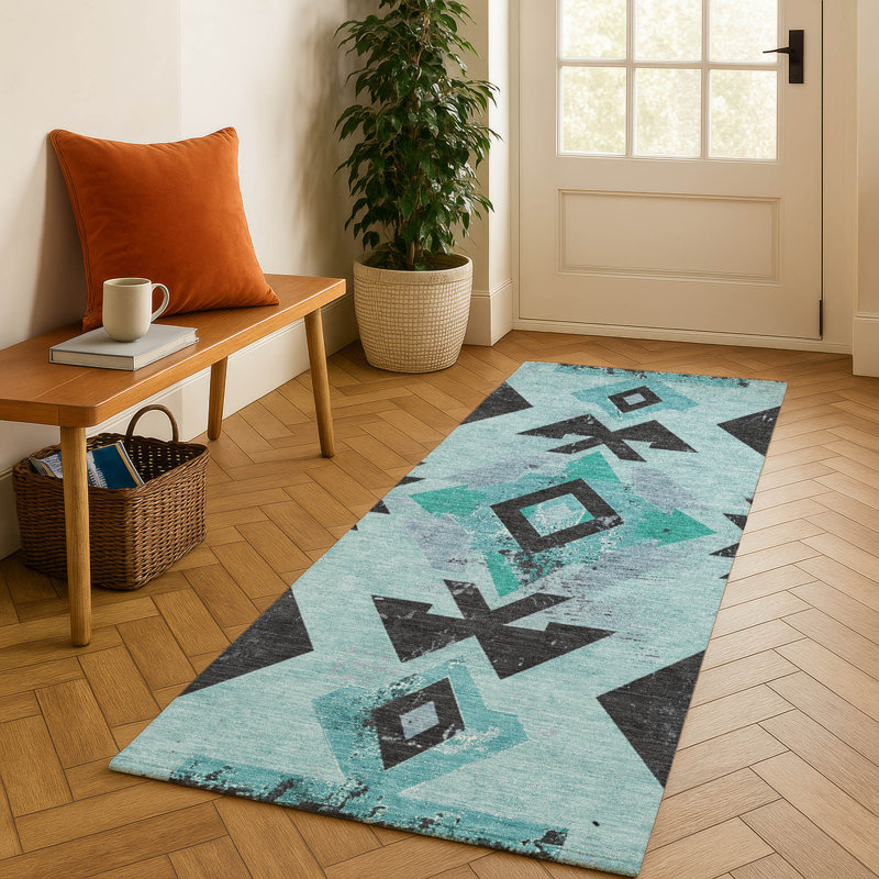 Premium Machine Washable Fairwood AMF1882 Aztec Rug, Runner 2'3" x 7'6"