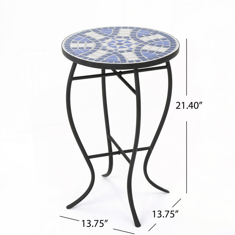 Table d'appoint d'extérieur pour table ronde avec cadre en métal