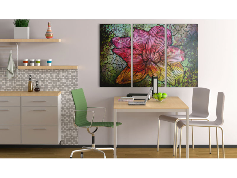 Canvas Print - A Rainbow-Hued Abstract Flower, 80cm H x 120cm W x 1.4cm D