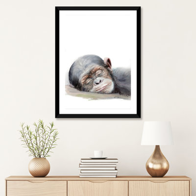 «Sleeping Baby Chimpanzee» par Watercolor Luv - reproduction d'art