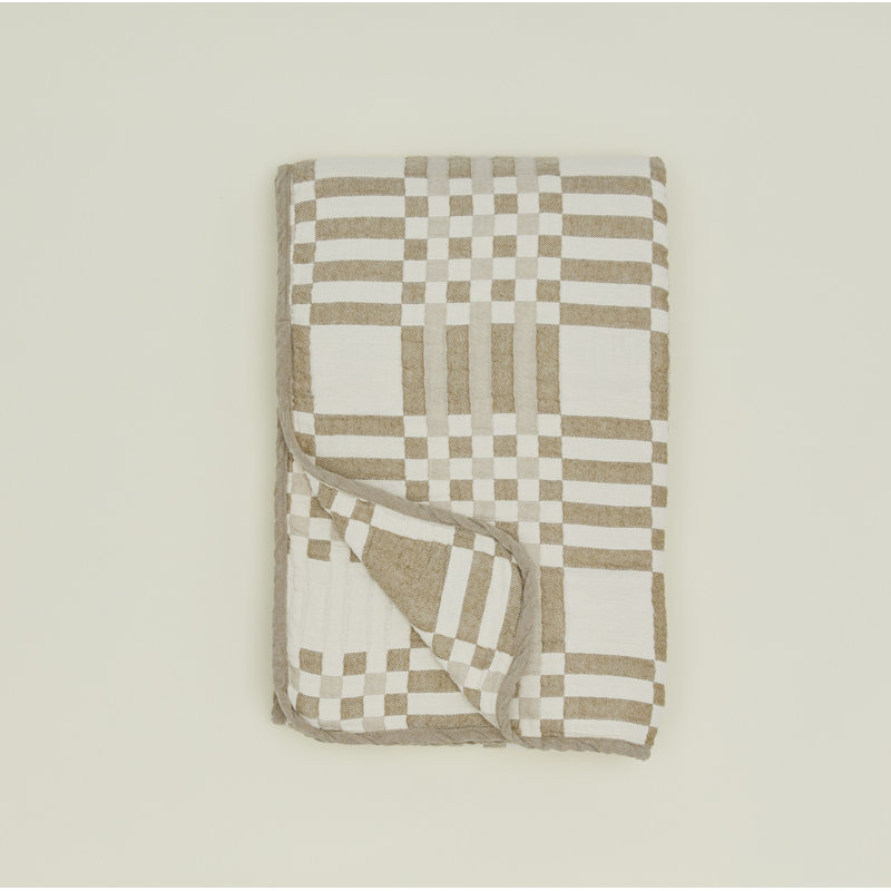 Simple Plaid Blanket, Ivory/Flax, King