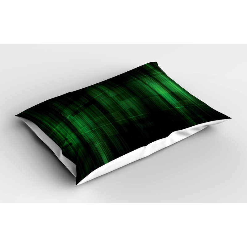Forest Green and Black Microfiber Pillow Sham Set