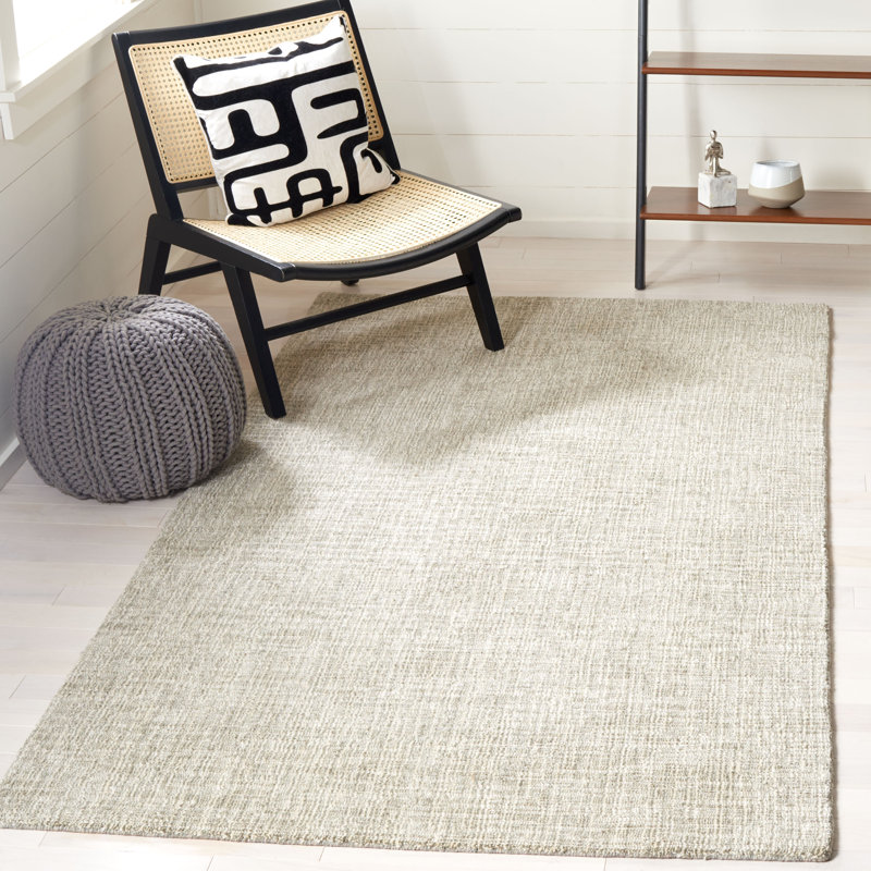 Brandalucci Natural Fiber Hand Loomed Jute/Cotton Rug in Gray/Sage, Rectangle 5' x 8'