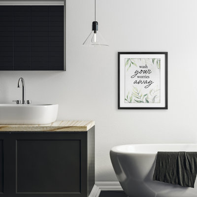 «Wash Worries Away Leaves», impression encadrée sous verre, design par lettré et doublé
