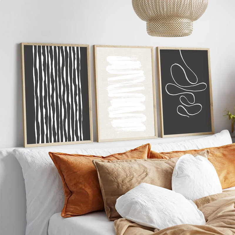 Élégantes peintures décoratives en panneau de fibres à densité moyenne (3 pièces), cadre en bois massif, 8 po x 12 po | Art 100% MDF avec une épaisseur de 0,12 pouce | Parfait pour le salon, la chambre à coucher et le bureau, design élégant et contemporain