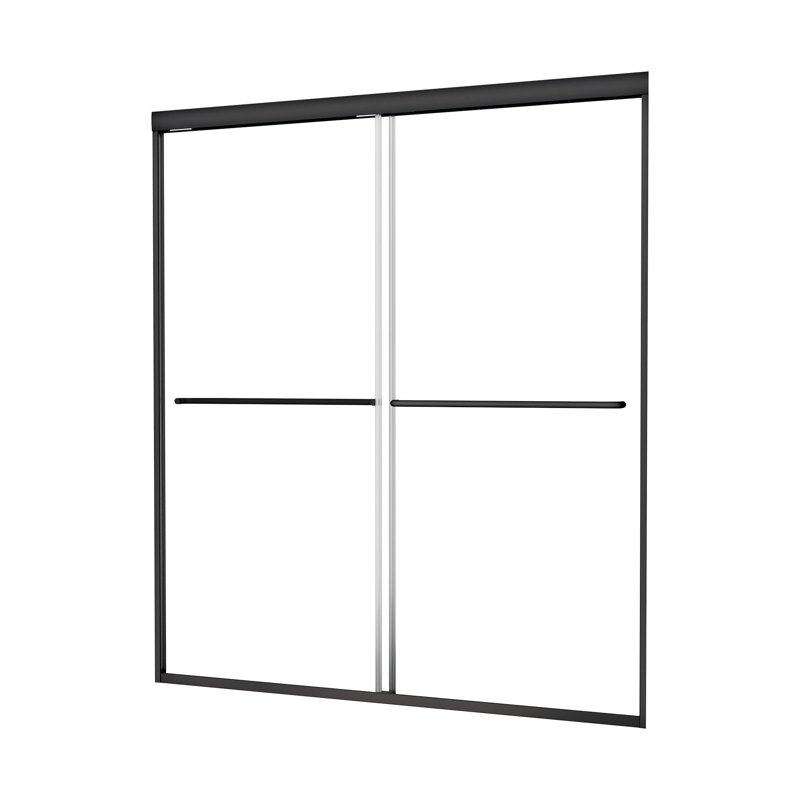 50 to 54 in. W x 70 in. H Sliding Framed Shower Door with 1/4 Inch (6mm) Thick Tampered Glass, Matte Black