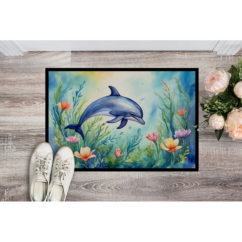 Spring Dolphin Doormat, 24" W x 36" L