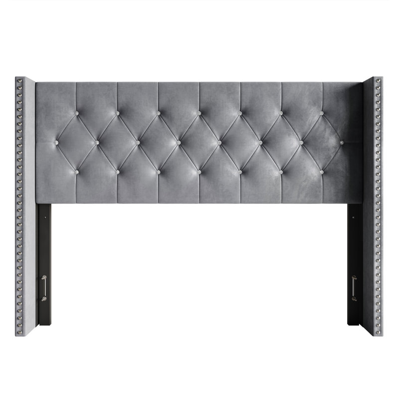 Tête de lit tapissier Gretna, Très grand, Gris argenté