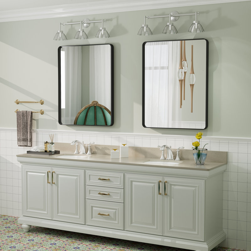 Aevar Tempered Glass and Aluminum Alloy Framed French Cleat Mounted Wall Mirror, Matte Black, 30" x 24"