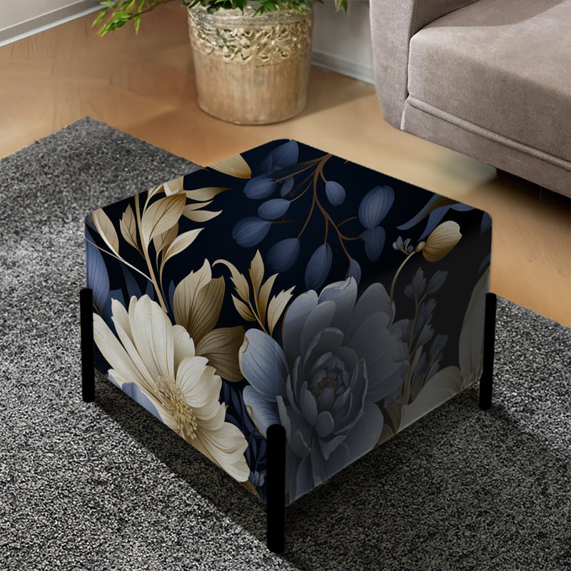 Midnight Symphony Moody Patterns - Repose-pieds carré floral