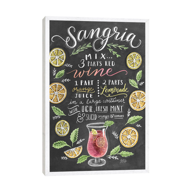 Sangria Recipe - Print on Canvas, White Floater Framed, 66.04cm H x 45.72cm W x 3.81cm D